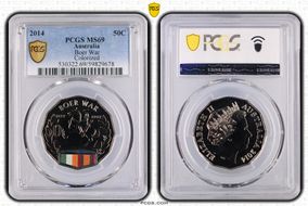 2014 50C Boer War Colorized MS69
