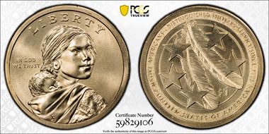 2021-P $1 Native American, Position A First Strike MS67+