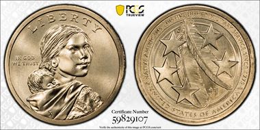 2021-P $1 Native American, Position B MS67