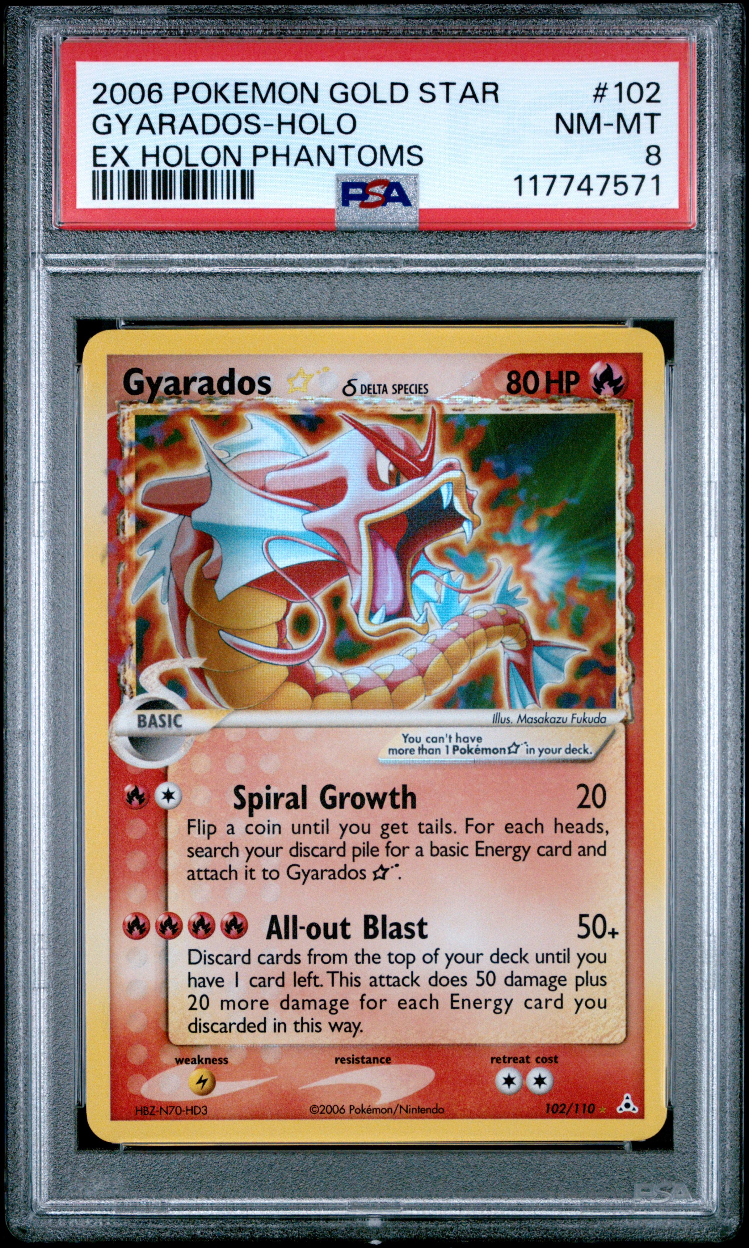 2006 #102 Gyarados-Holo PSA 8 EX Holon Phantoms Pokemon