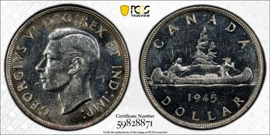 1945/5 S$1 Doubled HP MS61