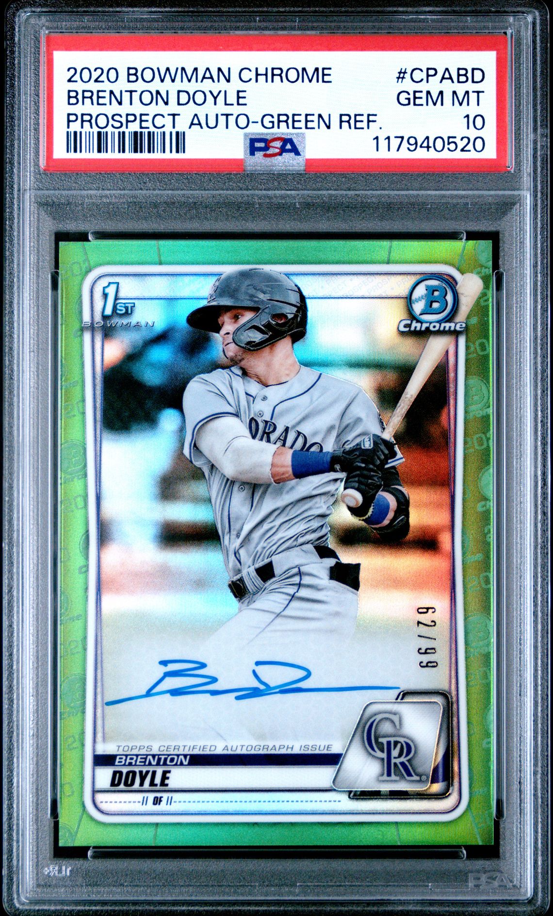 2020 Bowman Bowman Chrome GREEN REF. Brenton Doyle front