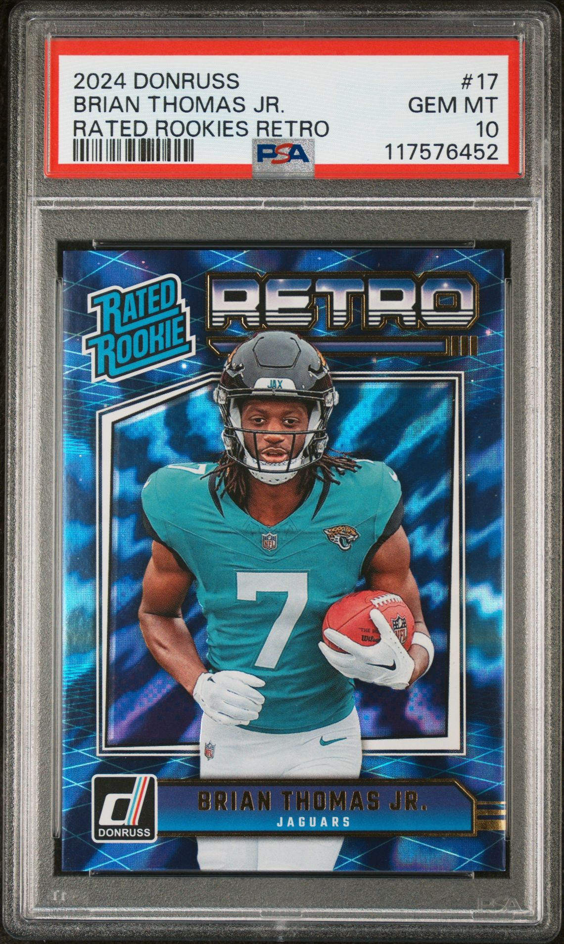 2024 Panini Donruss Rated Rookies Retro Brian Thomas Jr. #17 Gem Mt 10 front