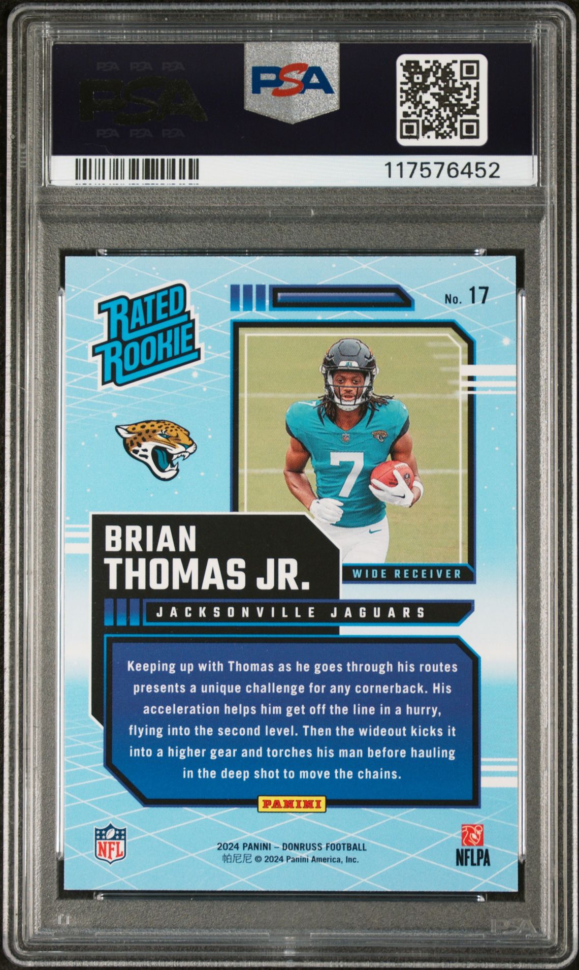 2024 Panini Donruss Rated Rookies Retro Brian Thomas Jr. #17 Gem Mt 10 back
