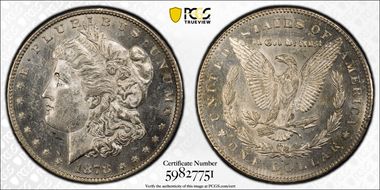1878-S $1 VAM 18A, Spaghetti Wings MS62PL