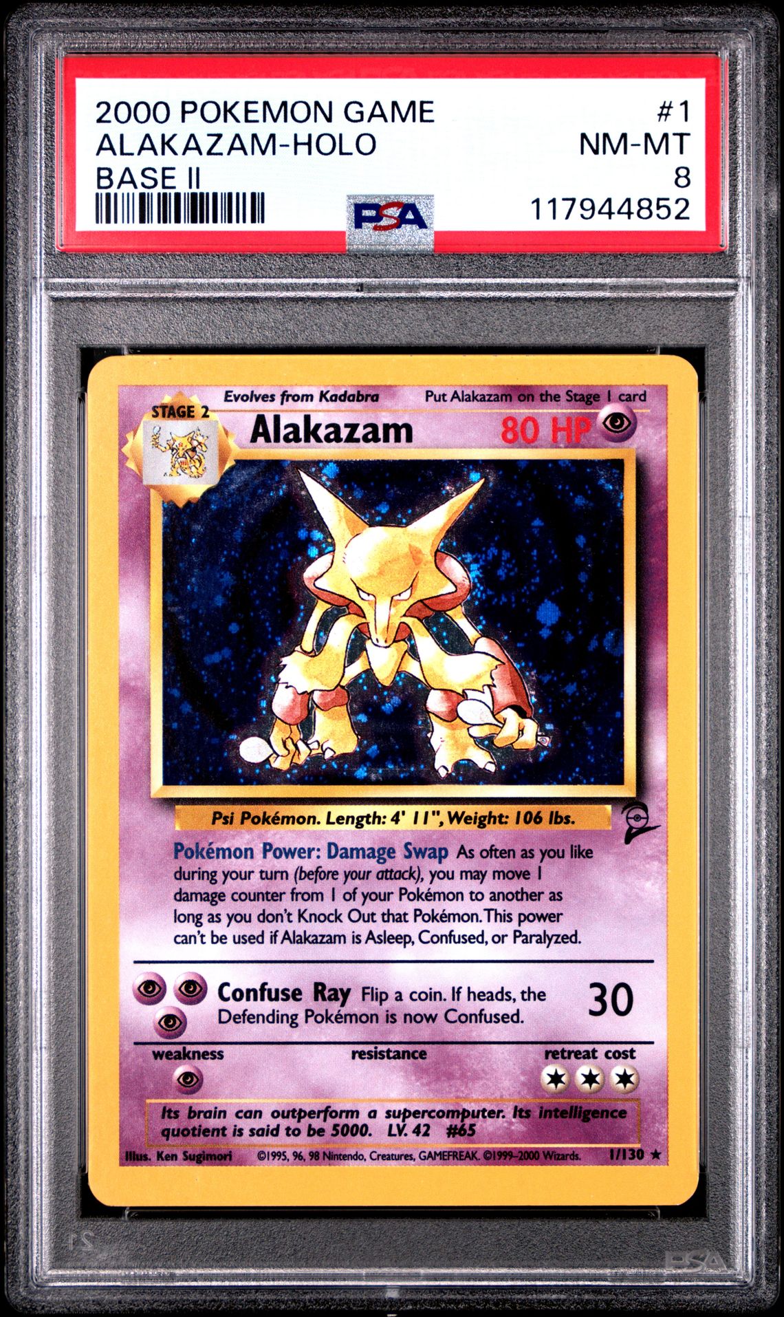 2000 Pokemon Game Base Ii Alakazam-Holo #1 (Base Ii) Nm-Mt 8 front