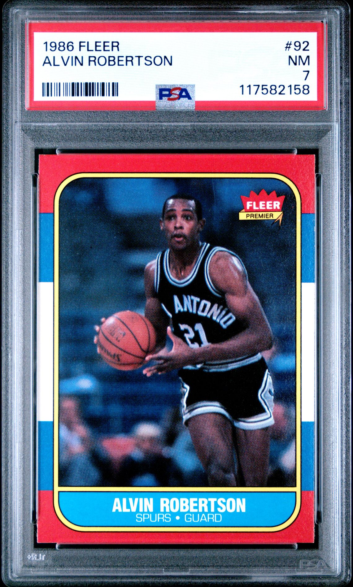 1986 Fleer Alvin Robertson #92 Nm 7 front