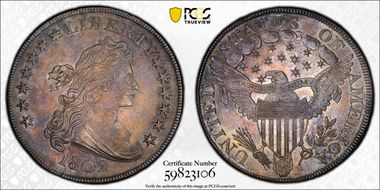 1802 $1 BB-242, Wide Date AU58