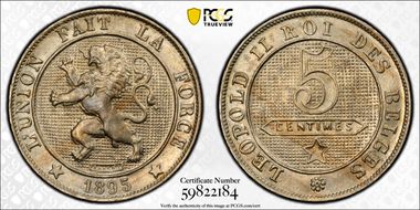 1895 5C DES BELGES MS64