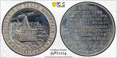 1929 Medal Laidlaw-0064 Al Table Mtn. Aerial Cableway MS64