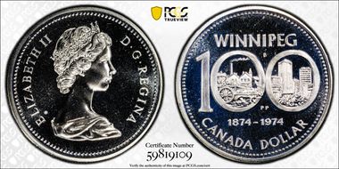 1974 S$1 Winnipeg Ag SP68