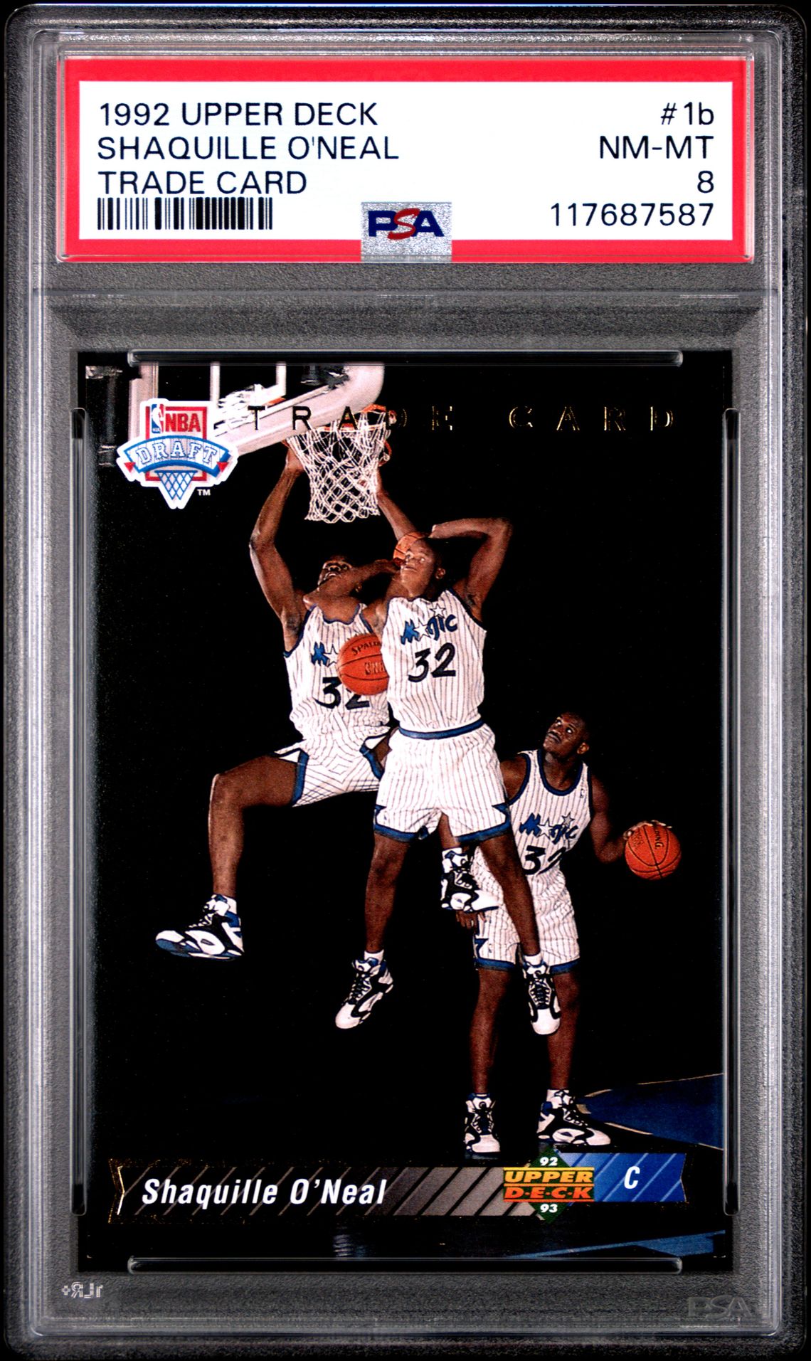 1992 Upper Deck UPPER DECK TRADE CARD #1B Shaquille O'Neal front