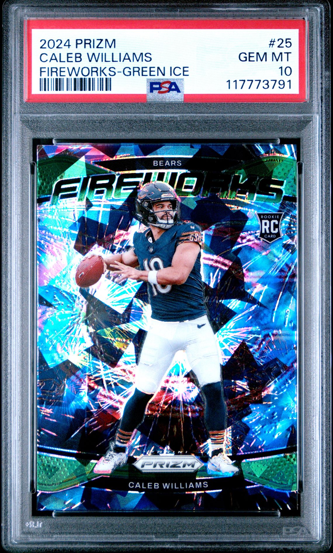2024 Panini PANINI PRIZM FIREWORKS Green #25 Caleb Williams front