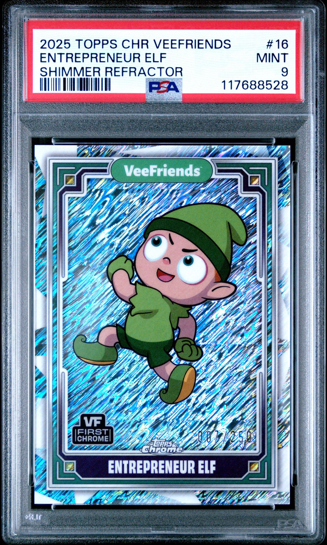 2025 Topps Chrome Veefriends Entrepreneur Elf #16 (Shimmer Refractor) Mint 9 front