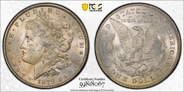 1878 7/8TF $1 VAM 37, 7/4 MS63