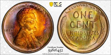 1946-S 1C Inverted MM, FS-501 MS65RB