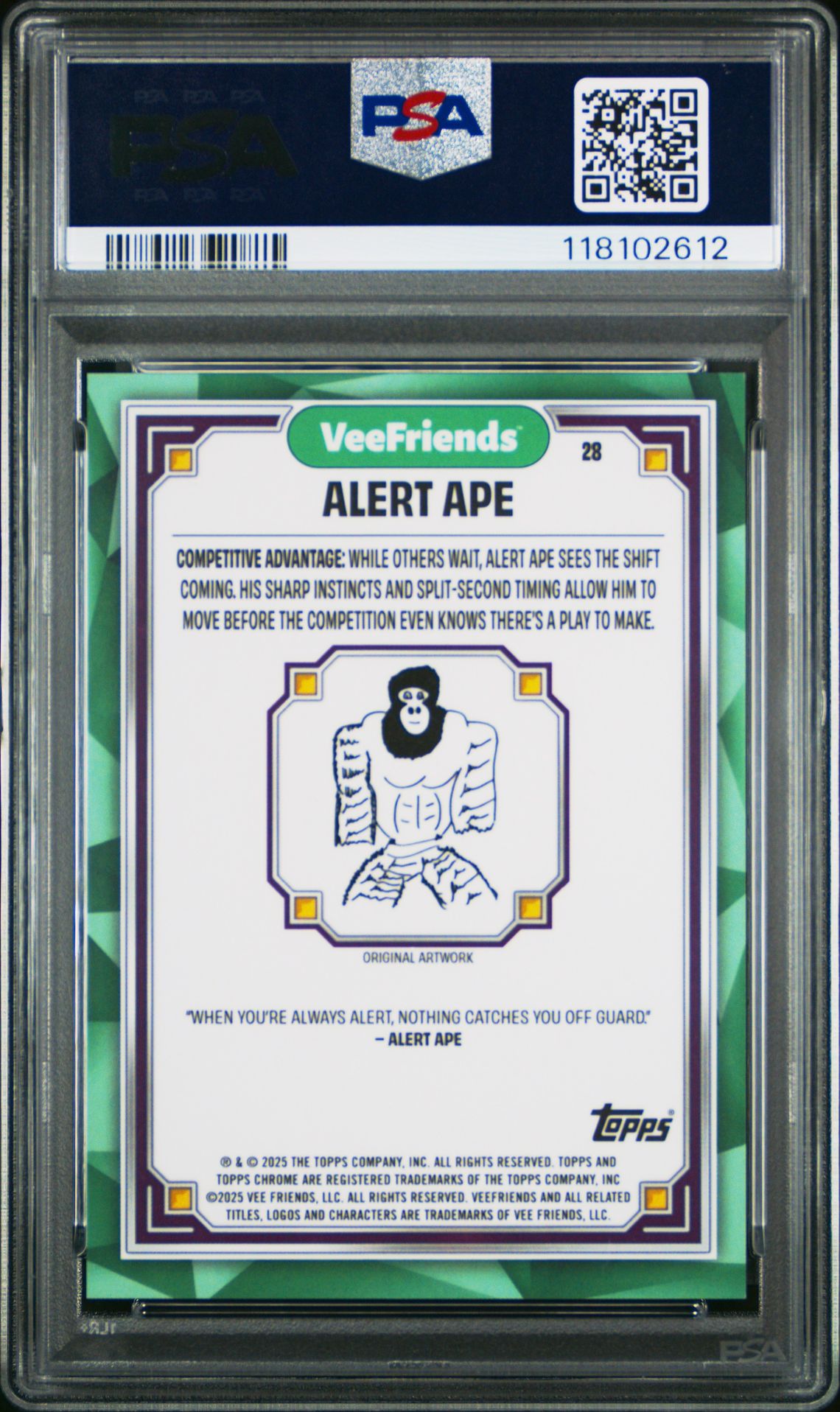 2025 Topps Chrome Veefriends Alert Ape #28 (Raywave Refractor) Gem Mt 10 back