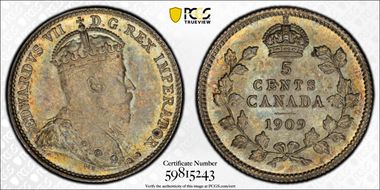 1909 5C Round Leaves Bow Tie MS64