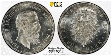 1888-A 5 Mk J-99 Friedrich MS63