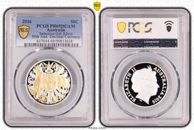 2016 50C Selective Gilt Silver 50th Ann. Decimal Currency PR69DCAM