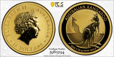 2016-P $15 Kangaroo Au MS67