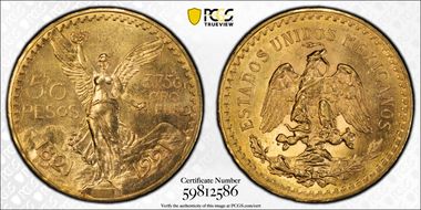 1921 50 Peso KM-481  Au MS63