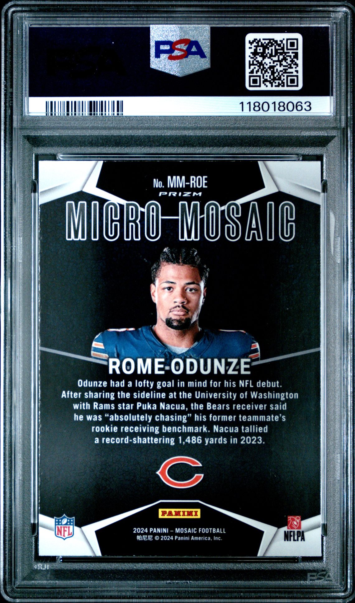 2024 Panini Mosaic Micro Mosaic Rome Odunze #Mmroe Gem Mt 10 back