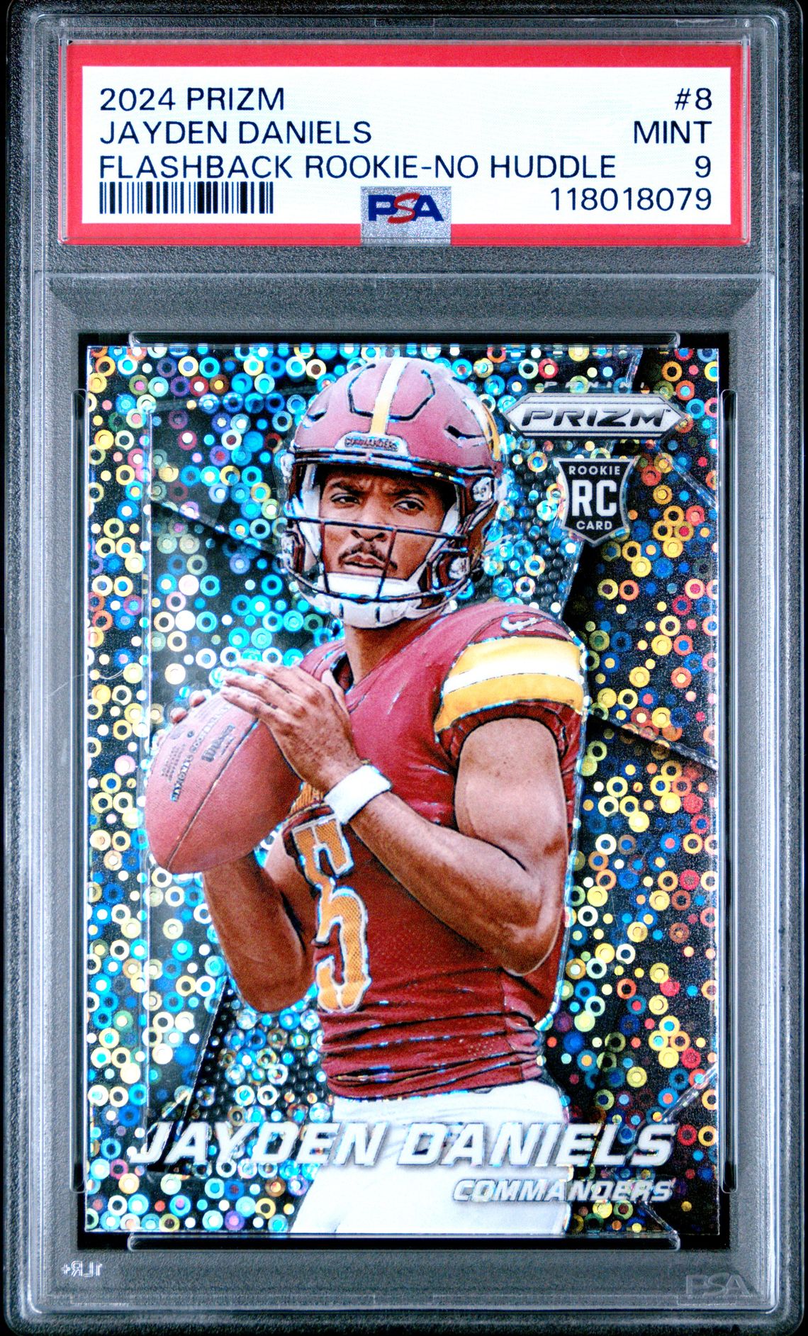 2024 Panini Prizm Prizm Flashback Rookie Jayden Daniels #8 (Flashback Rookie-No Huddle) Mint 9 front
