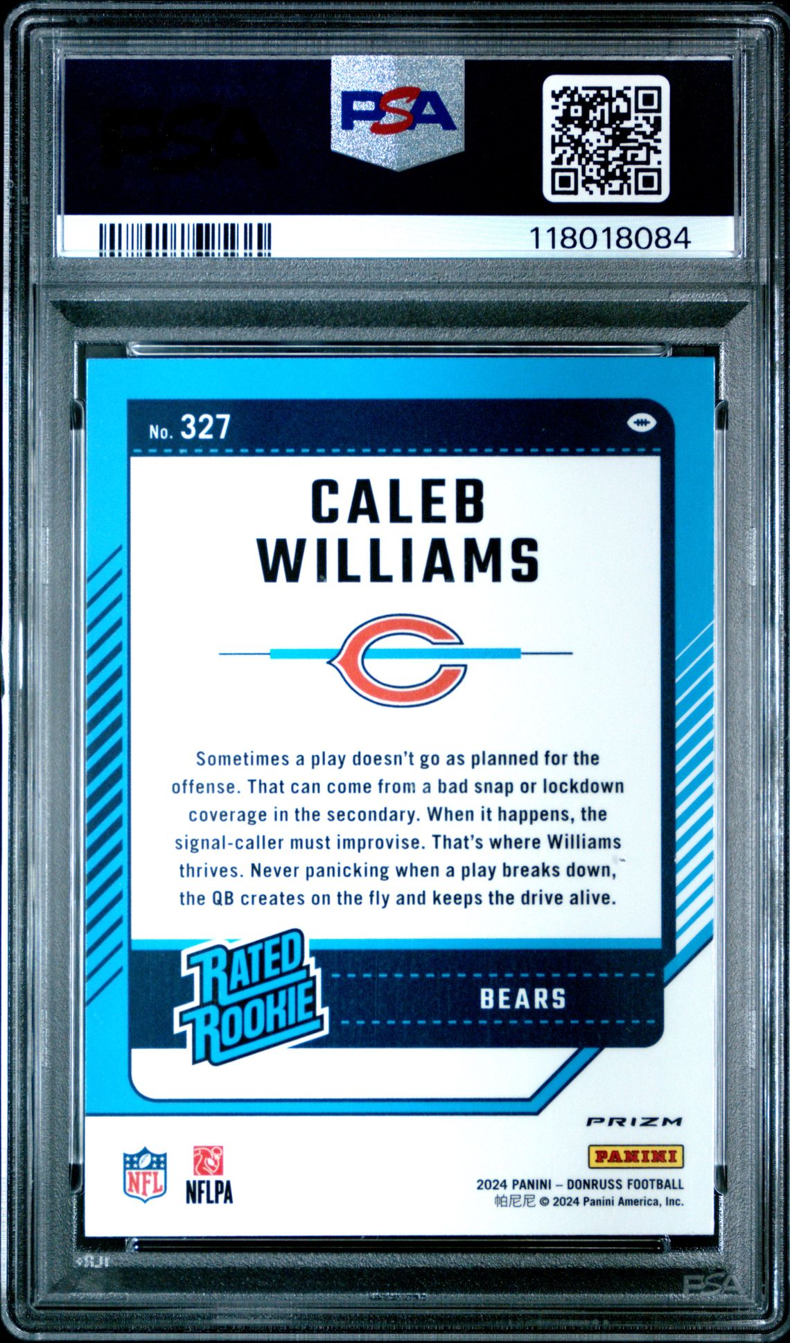 2024 Panini Donruss Caleb Williams #327 (Optic Preview-Pink) Gem Mt 10 back
