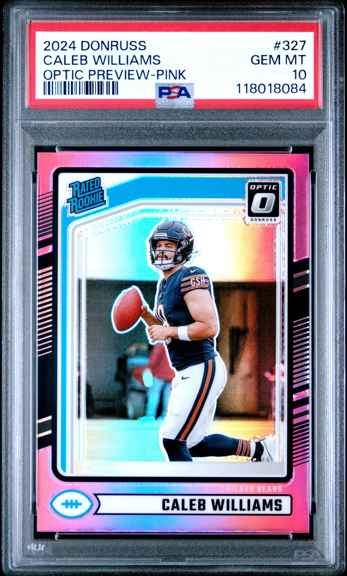 2024 Panini Donruss Caleb Williams #327 (Optic Preview-Pink) Gem Mt 10 front