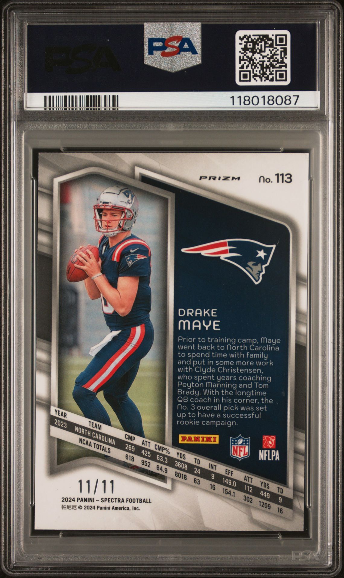 2024 Panini Spectra Drake Maye #113 (Wave) Nm-Mt 8 back