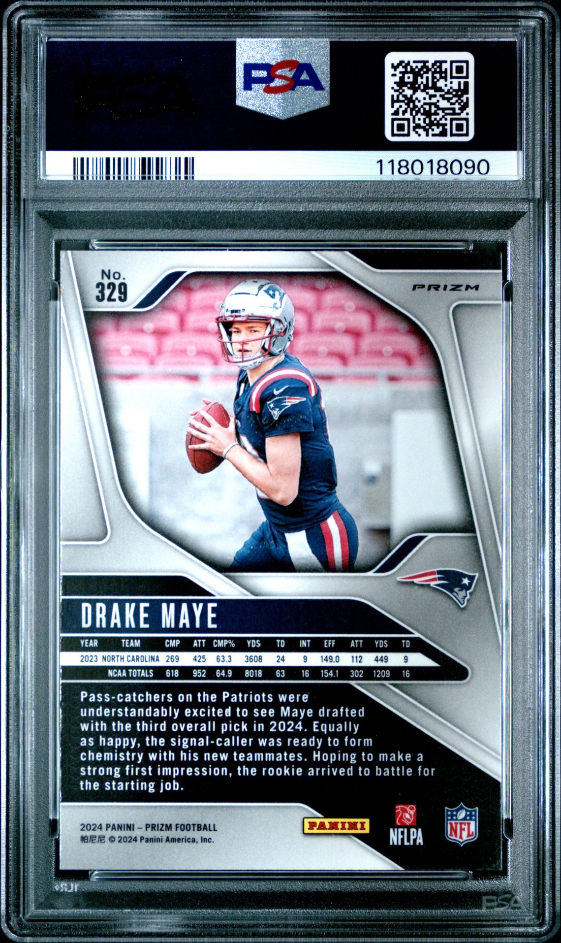 2024 Panini Prizm Drake Maye #329 (Green Wave) Mint 9 back