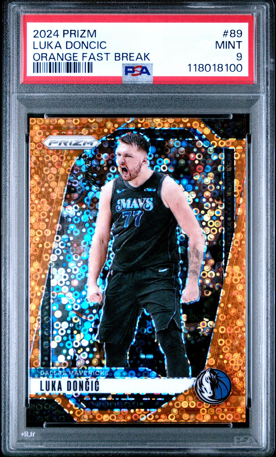 2024 Panini Prizm Luka Doncic #89 (Orange Fast Break) Mint 9 front