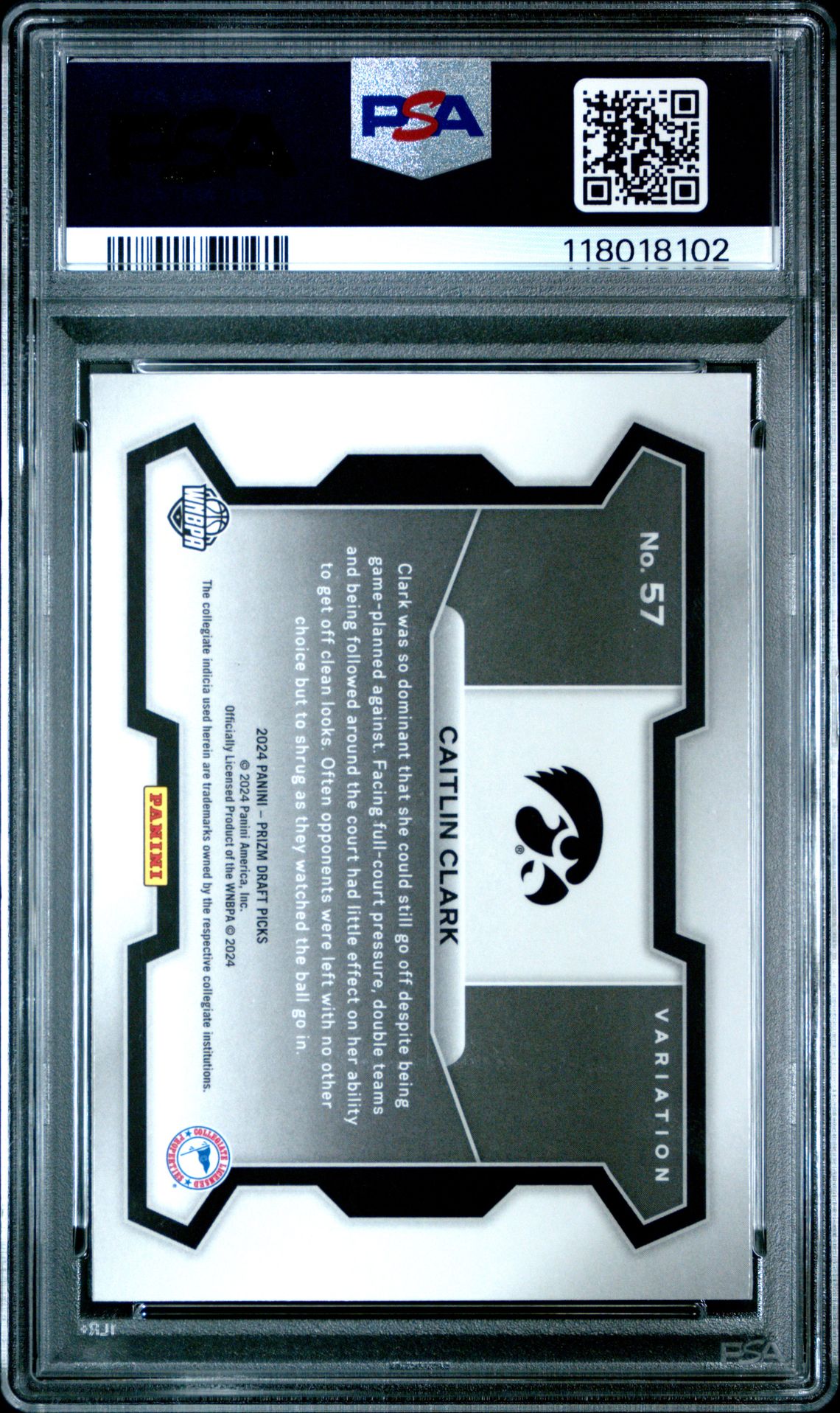 2024 Panini Prizm Draft Picks Caitlin Clark #57 (Variation) Mint 9 back