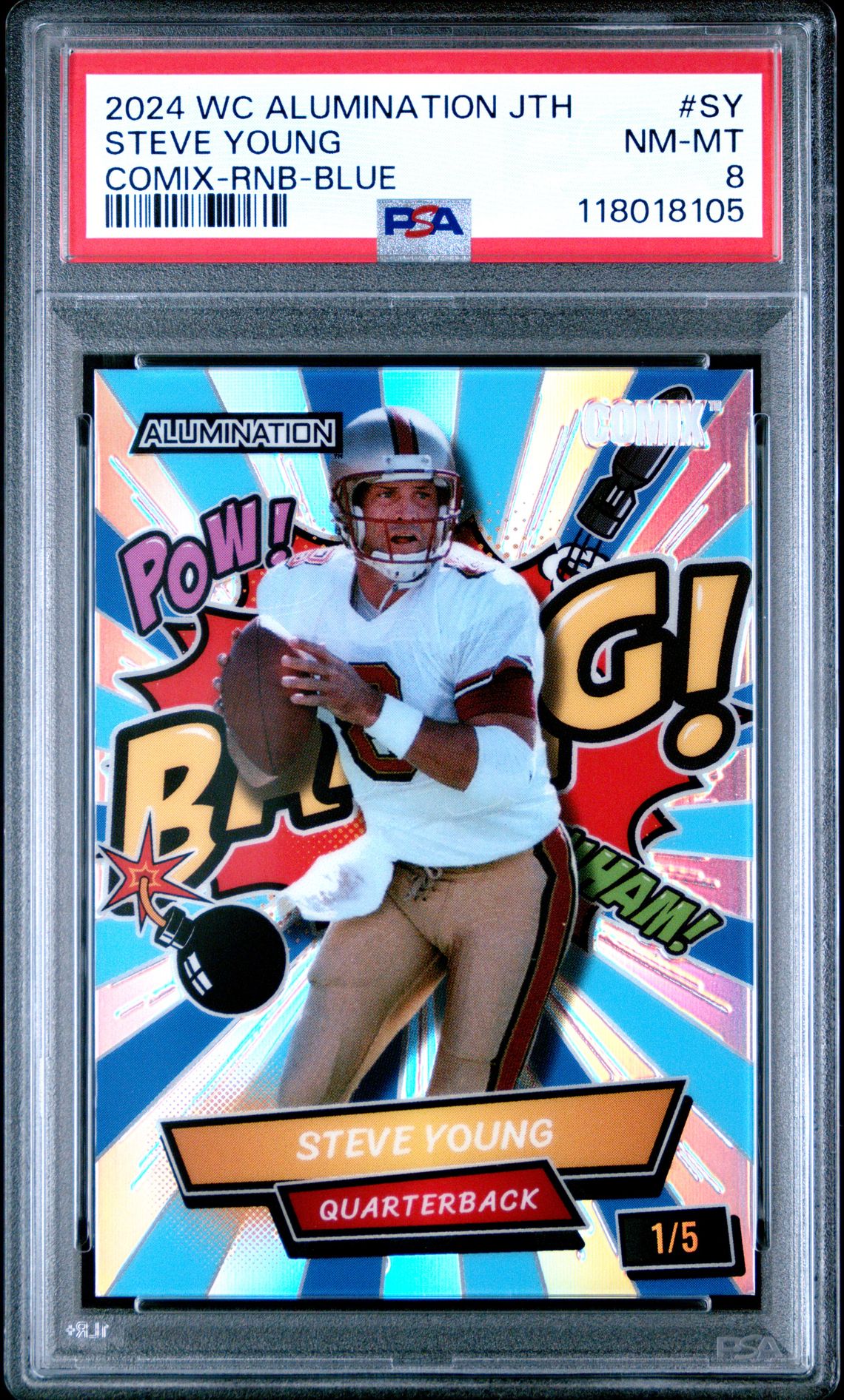 2024 Wild Card Alumination Just The Hits Comix Steve Young #Sy (Comix-Rnb-Blue) Nm-Mt 8 front