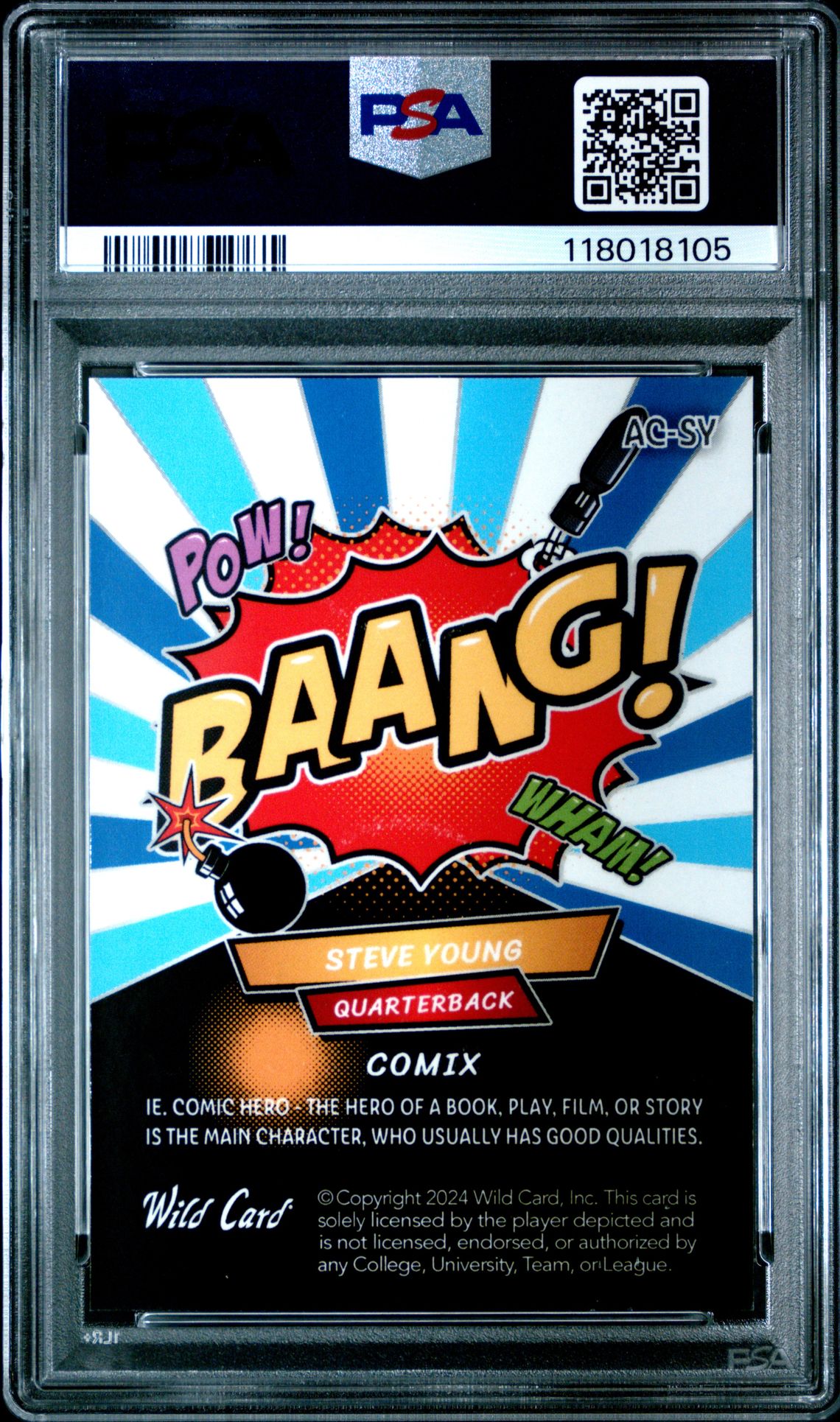 2024 Wild Card Alumination Just The Hits Comix Steve Young #Sy (Comix-Rnb-Blue) Nm-Mt 8 back