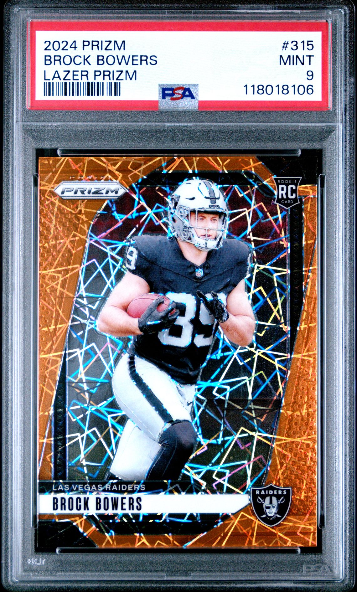 2024 Panini Prizm Brock Bowers #315 (Lazer Prizm) Mint 9 front