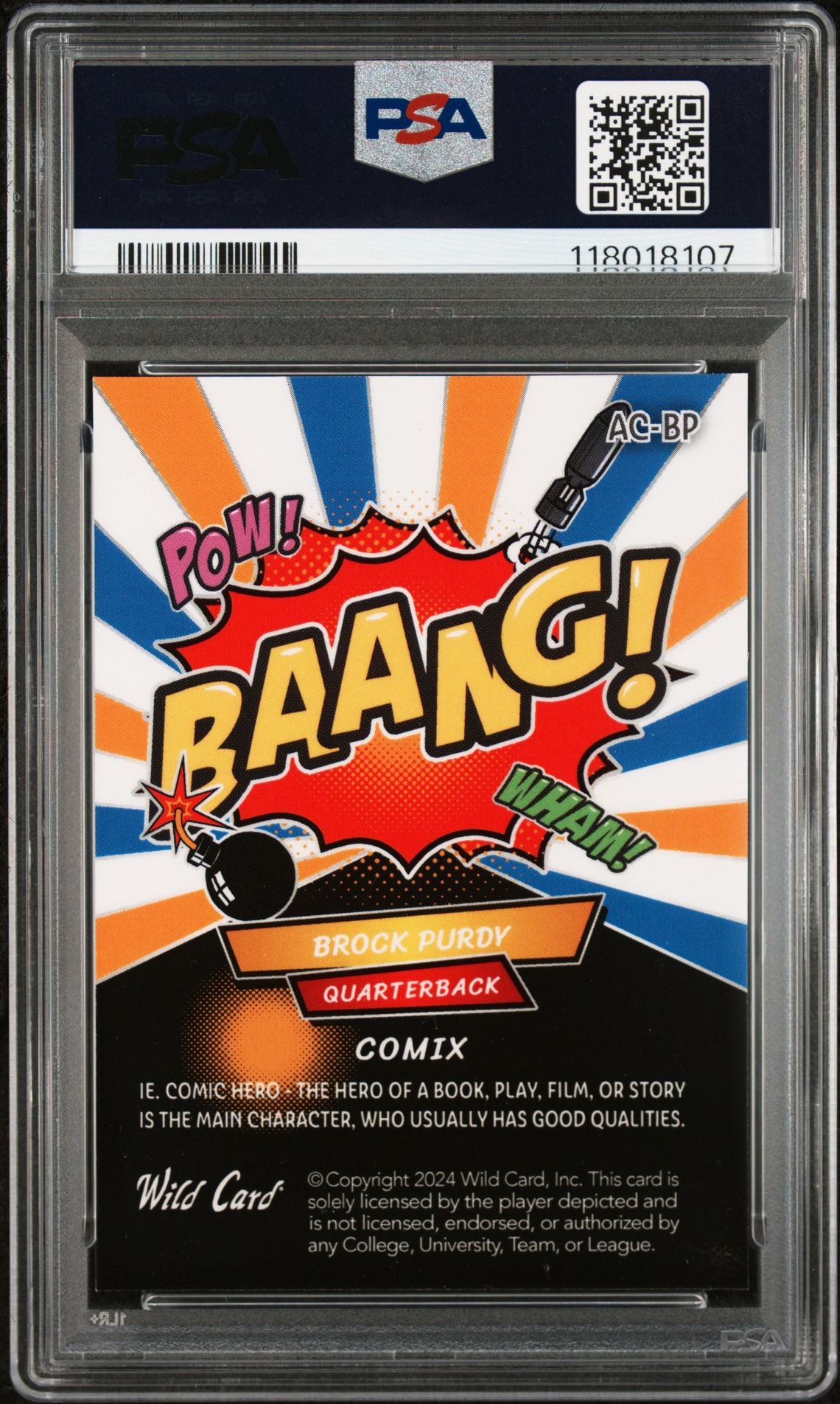 2024 Wild Card Alumination Just The Hits Comix Brock Purdy #Bp (Comix-Xhtc-Orange) Ex 5 back