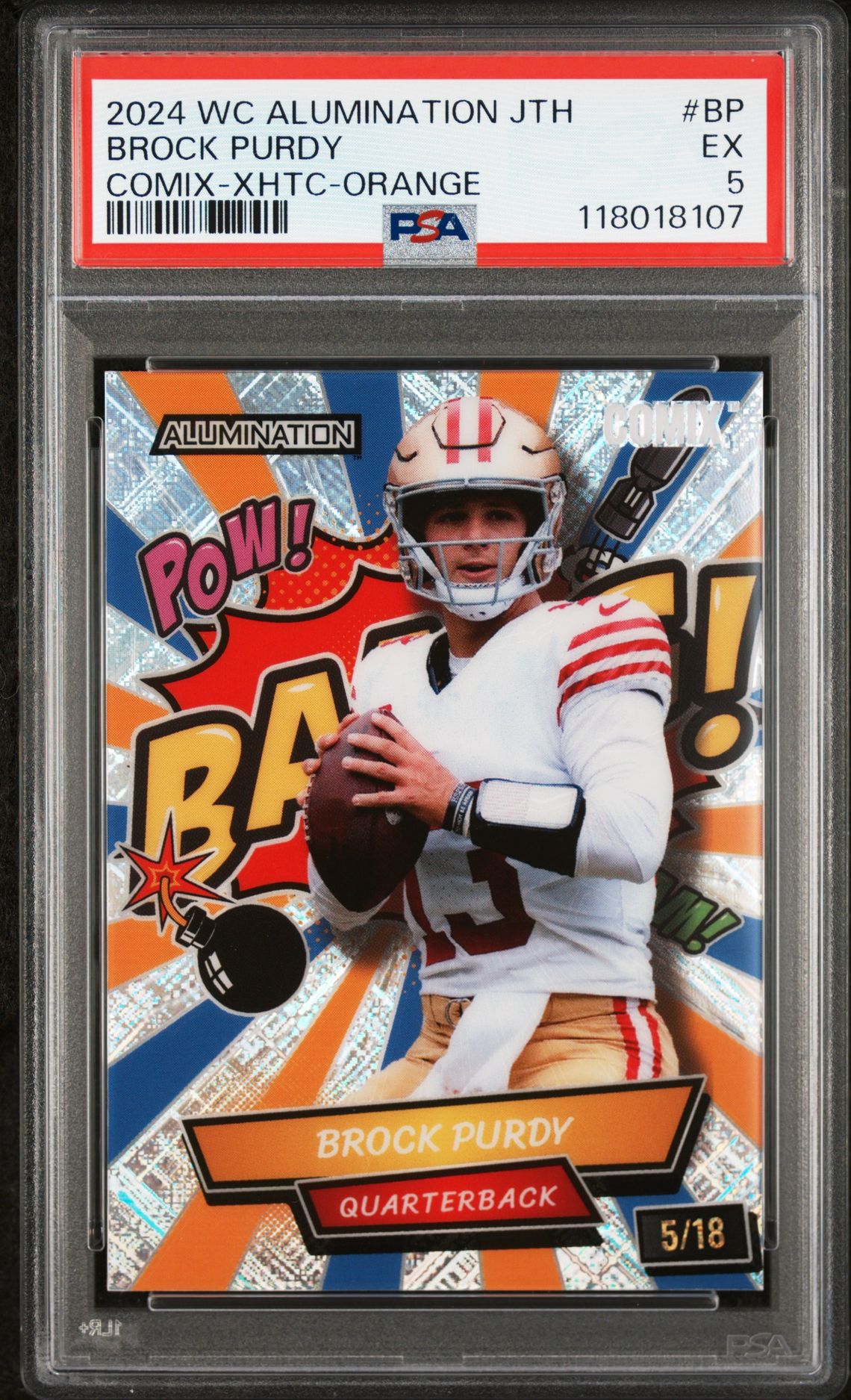 2024 Wild Card Alumination Just The Hits Comix Brock Purdy #Bp (Comix-Xhtc-Orange) Ex 5 front