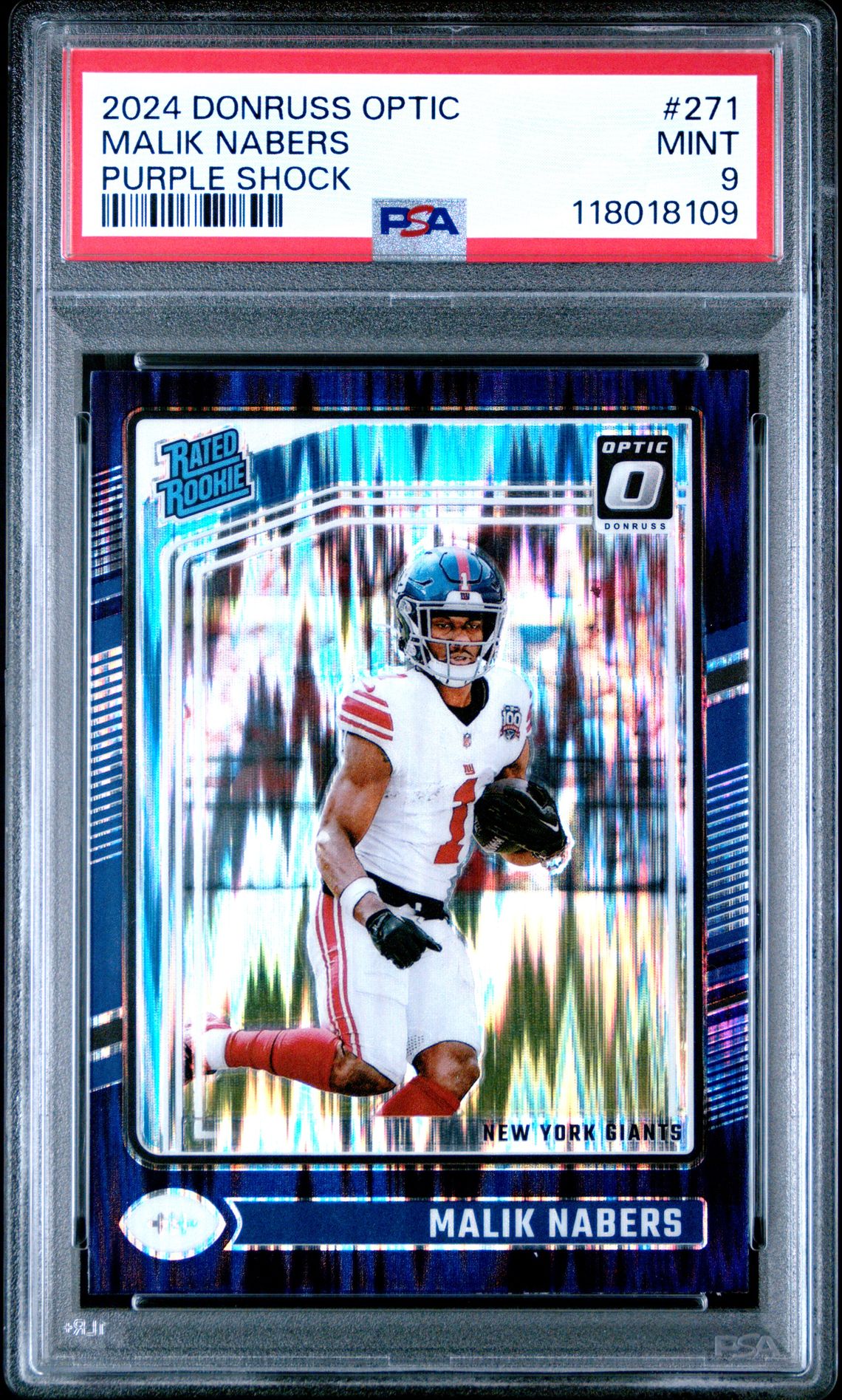 2024 Panini Donruss Optic Malik Nabers #271 (Purple Shock) Mint 9 front