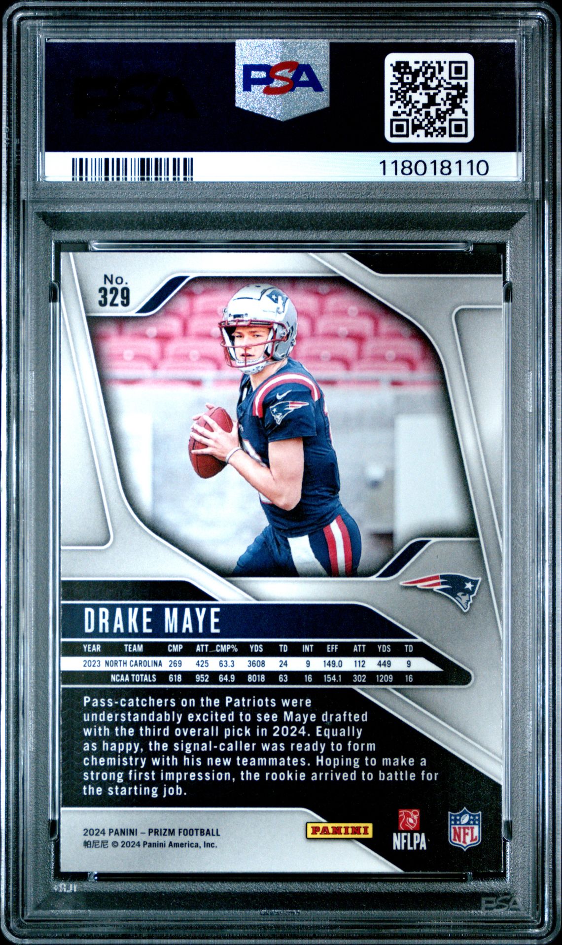 2024 Panini Prizm Drake Maye #329 Mint 9 back