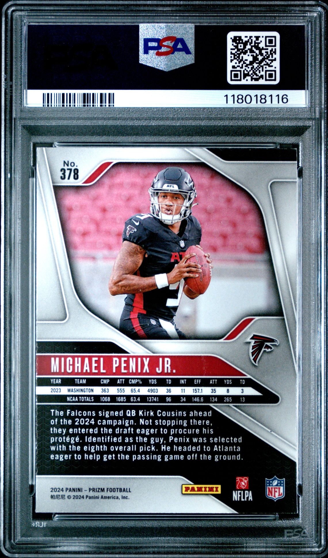 2024 Panini Prizm Michael Penix Jr. #378 Mint 9 back