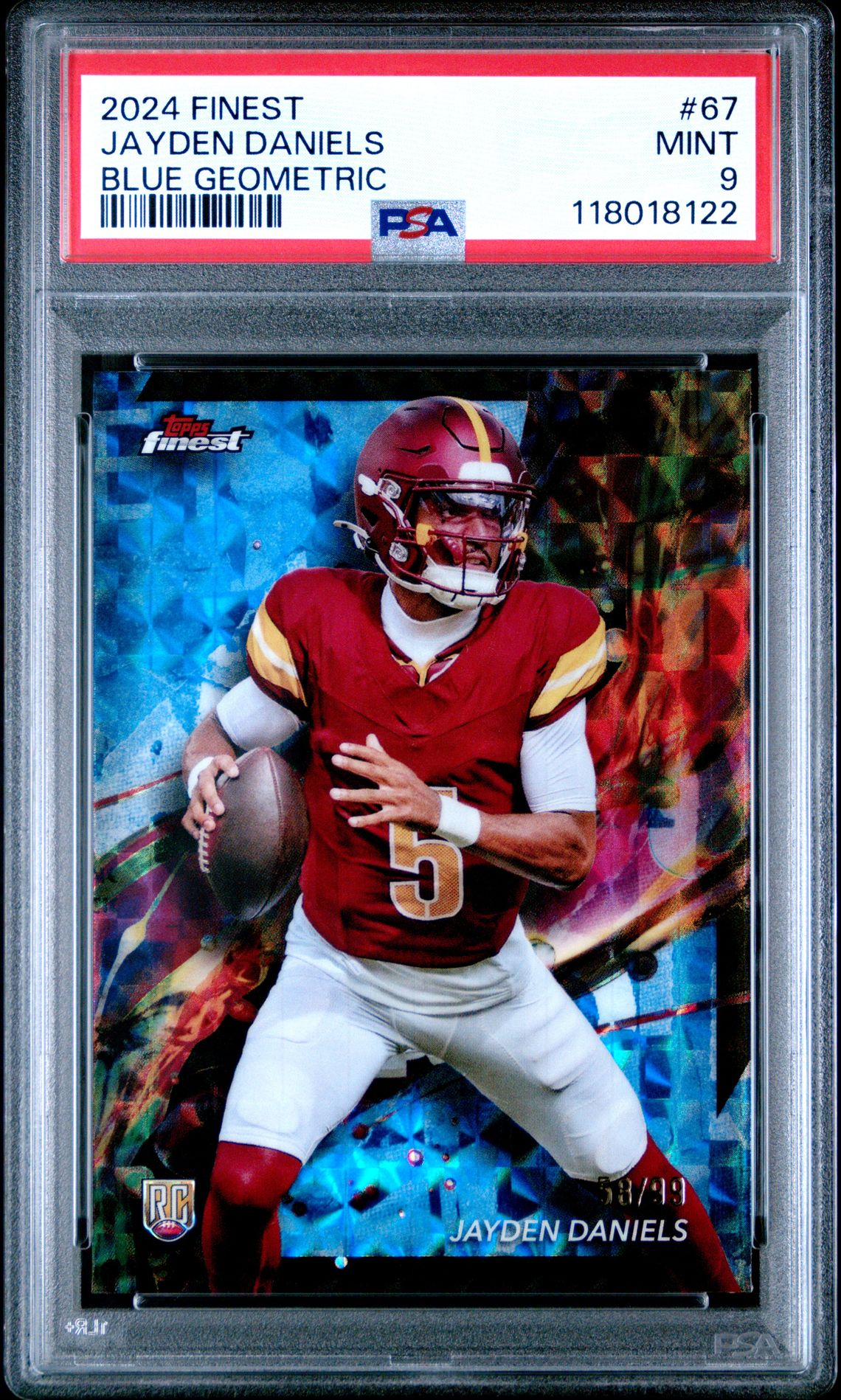 2024 Topps Finest Jayden Daniels #67 (Blue Geometric) Mint 9 front