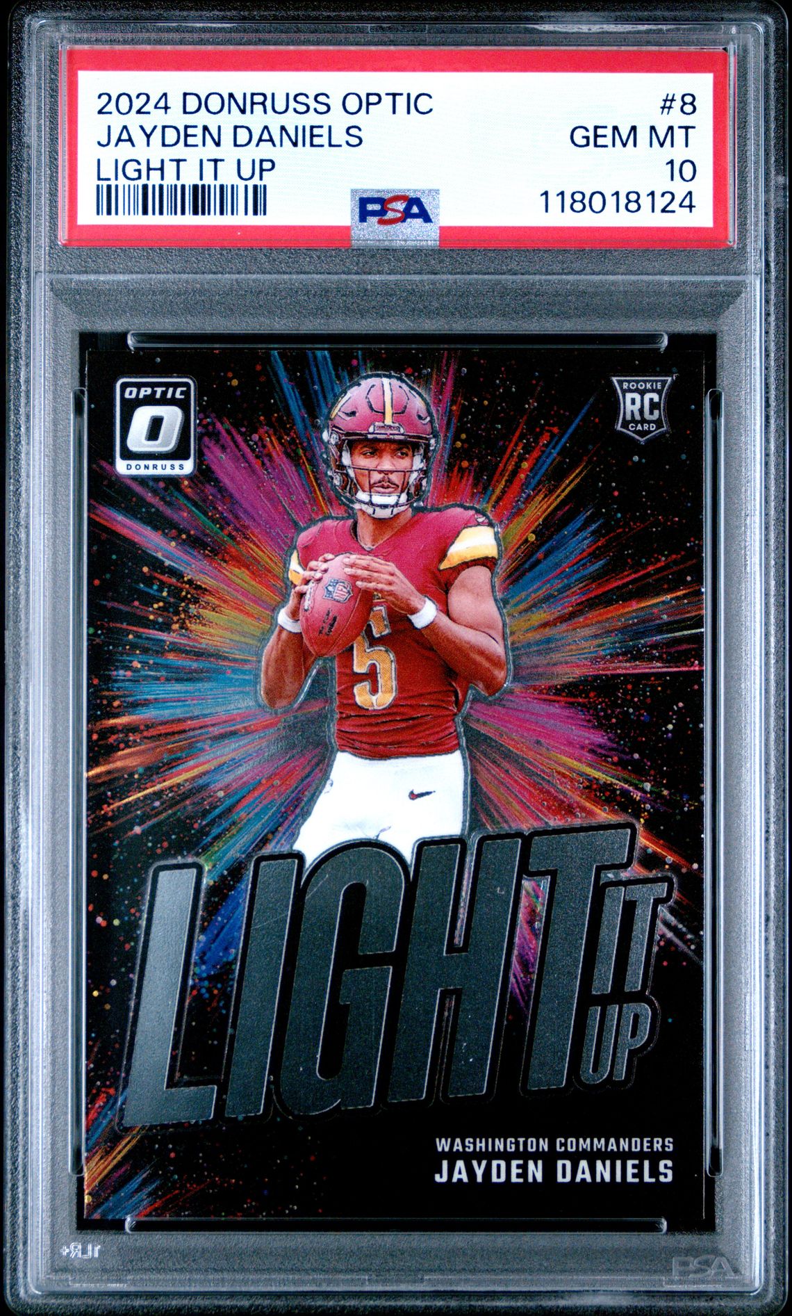 2024 Panini Donruss Optic Light It Up Jayden Daniels #8 Gem Mt 10 front