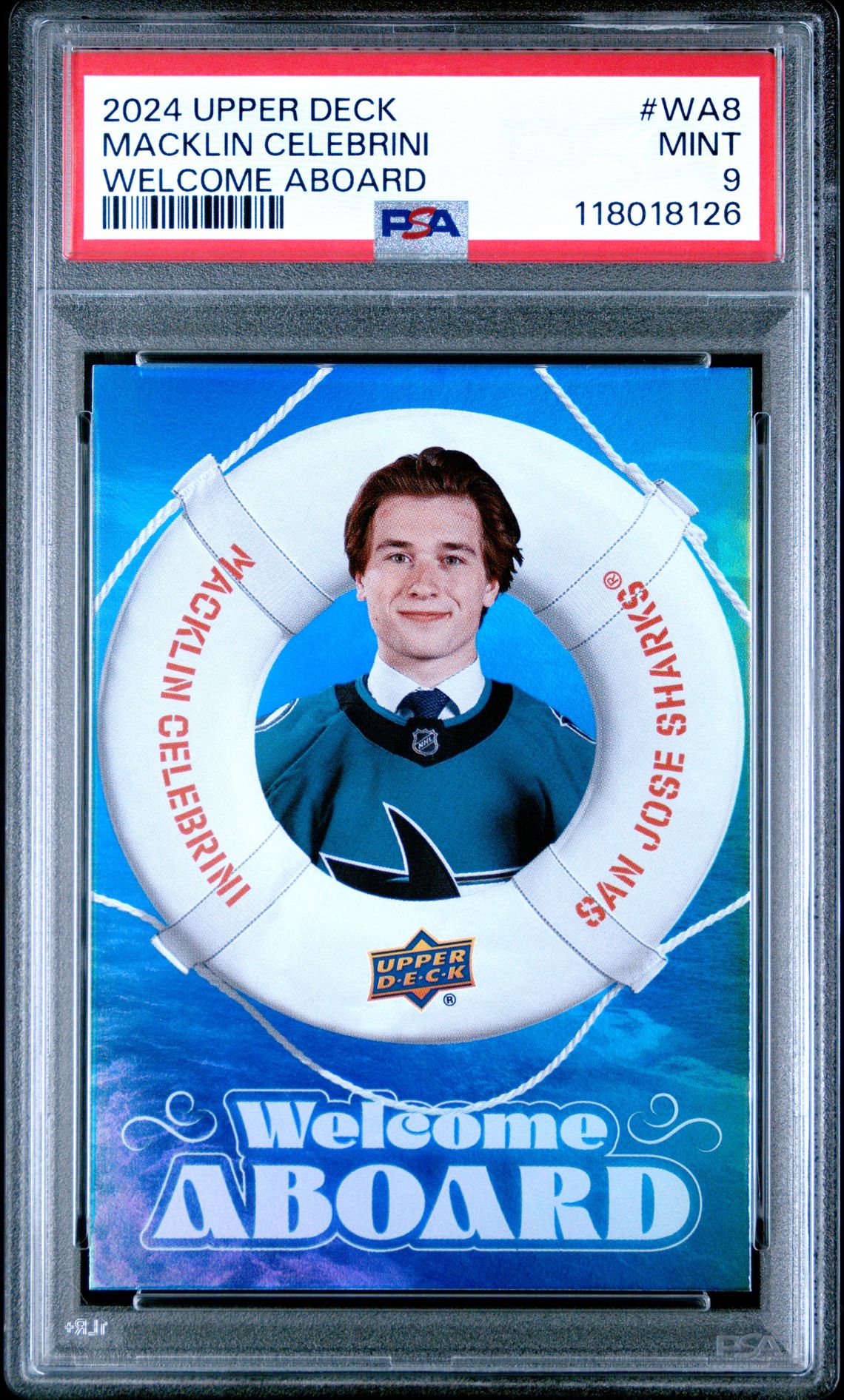 2024 Upper Deck Welcome Aboard Macklin Celebrini #Wa8 Mint 9 front