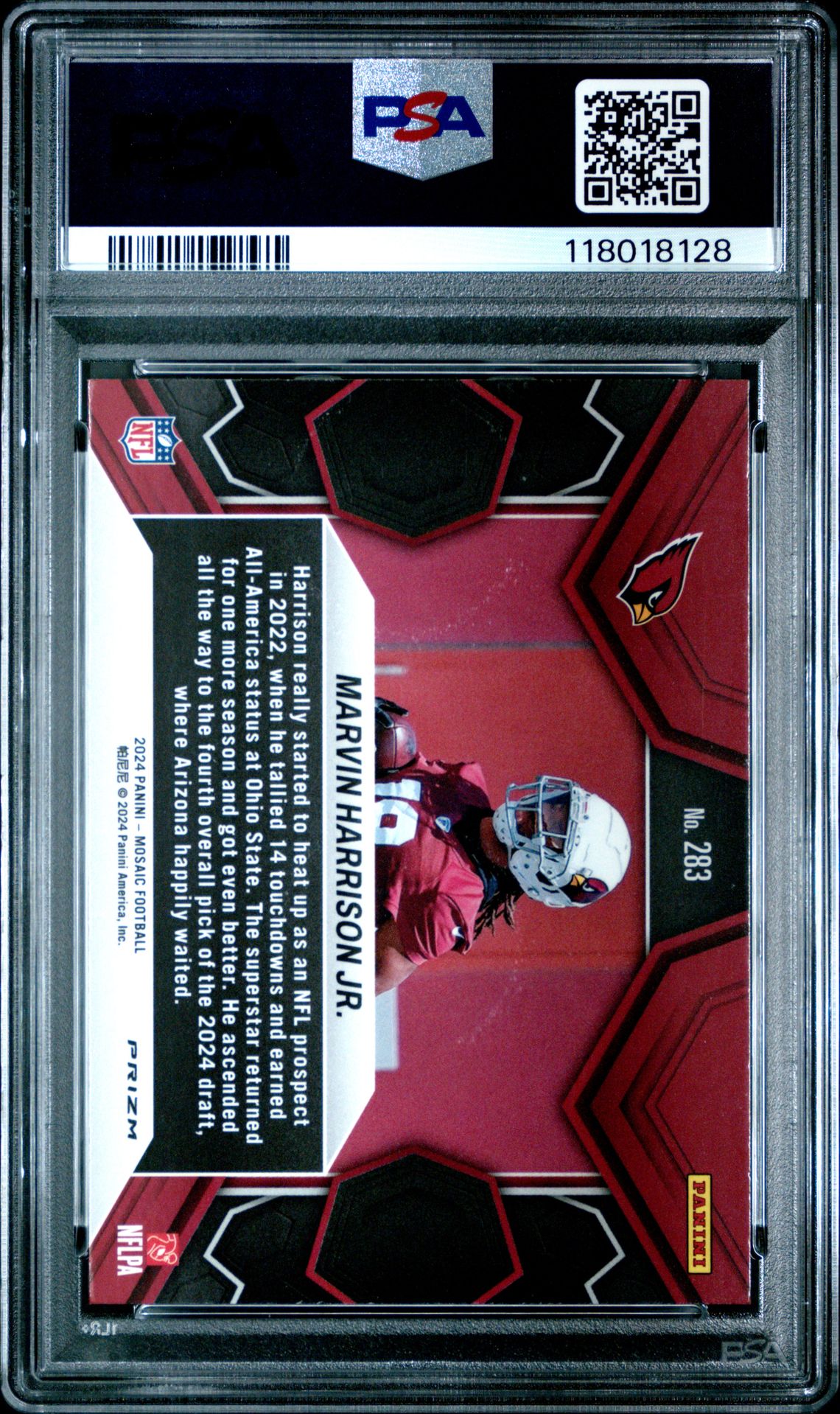 2024 Panini Mosaic Marvin Harrison Jr. #283 (Silver No Huddle) Gem Mt 10 back