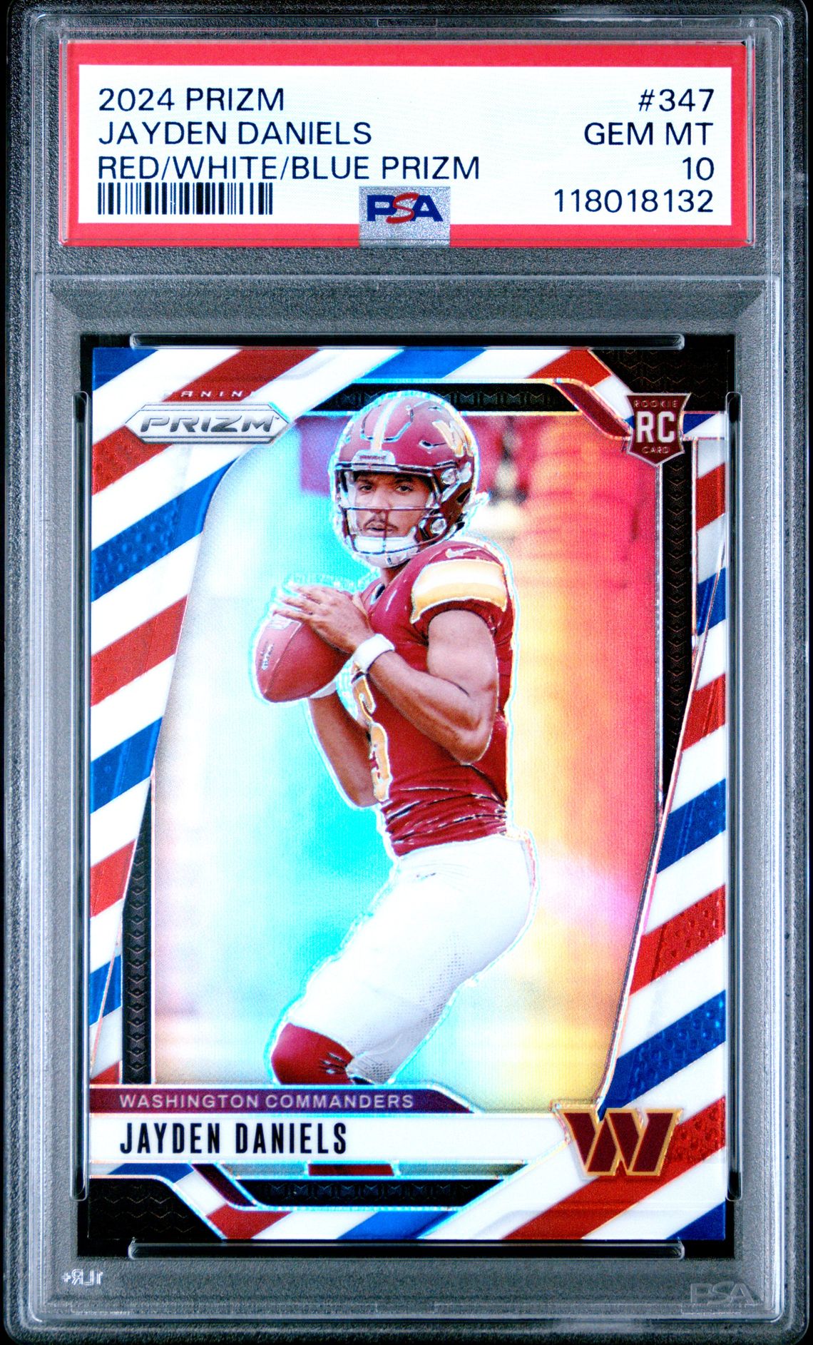 2024 Panini Prizm Jayden Daniels #347 (Red/White/Blue Prizm) Gem Mt 10 front