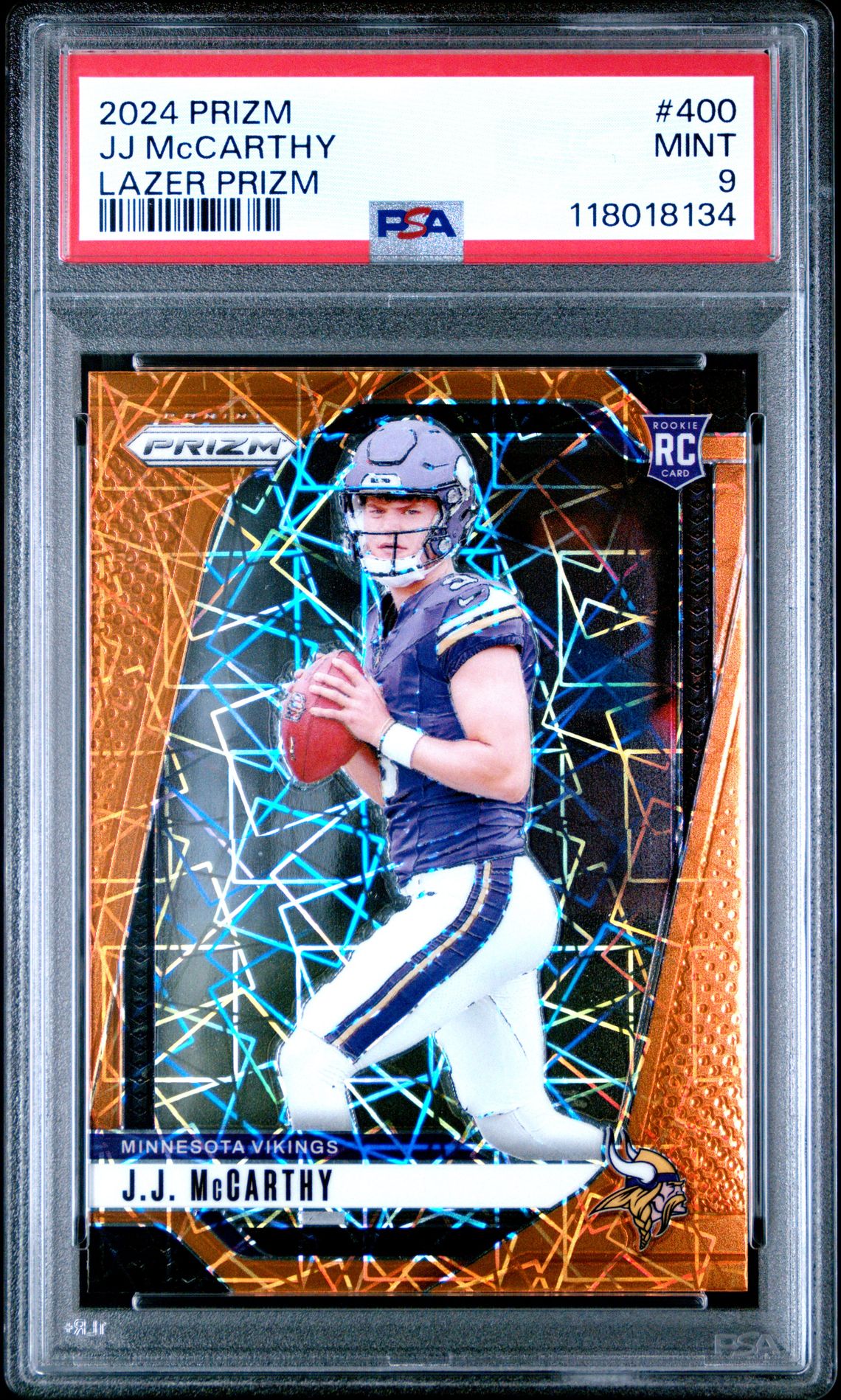 2024 Panini Prizm Jj Mccarthy #400 (Lazer Prizm) Mint 9 front
