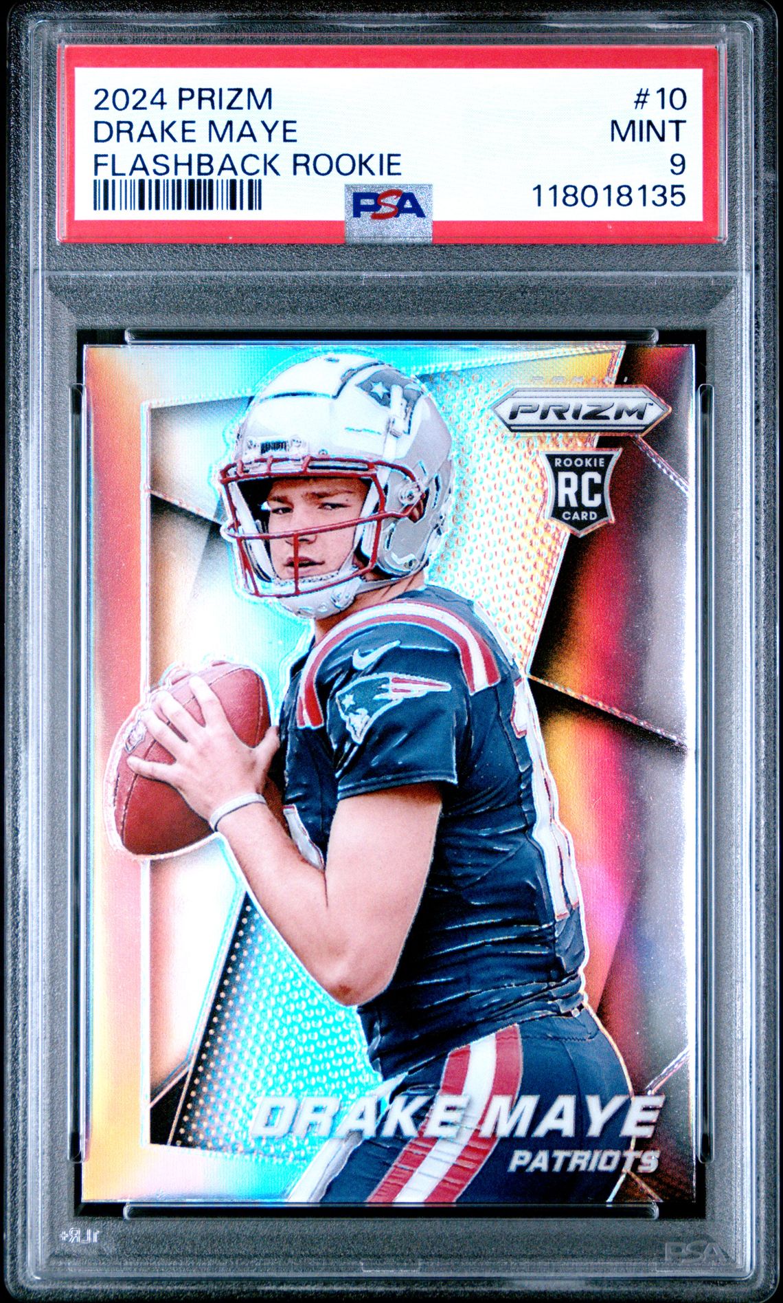 2024 Panini Prizm Prizm Flashback Rookie Drake Maye #10 Mint 9 front