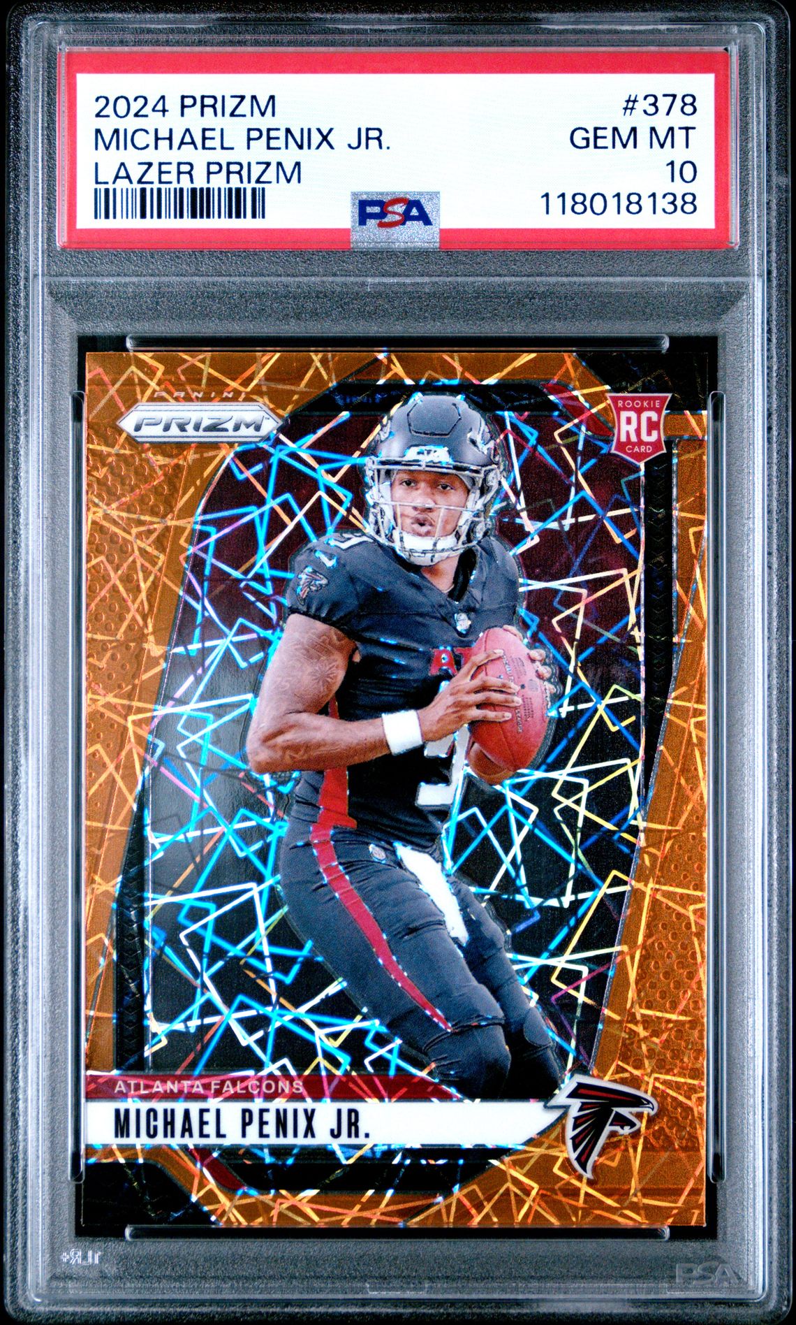 2024 Panini Prizm Michael Penix Jr. #378 (Lazer Prizm) Gem Mt 10 front